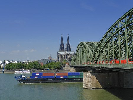 Schiff unter der Hohenzollernbrücke